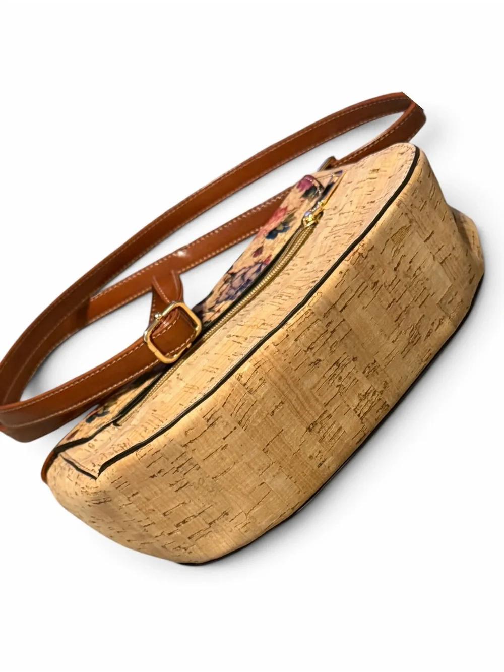 Floral Cork Crossbody Bag - Yellow & Pink